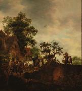 Isaac van Ostade Travellers Halting at an Inn
